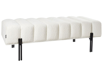 Fabric Bench Off White Upholstered With Sleek Metal Legs For Hallway Or Bedroom