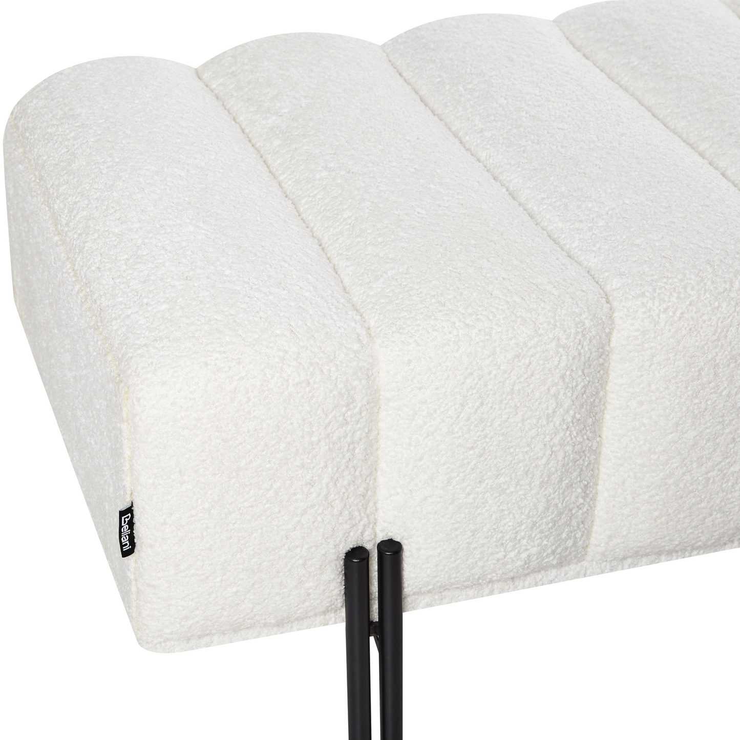 Fabric Bench Off White Upholstered With Sleek Metal Legs For Hallway Or Bedroom