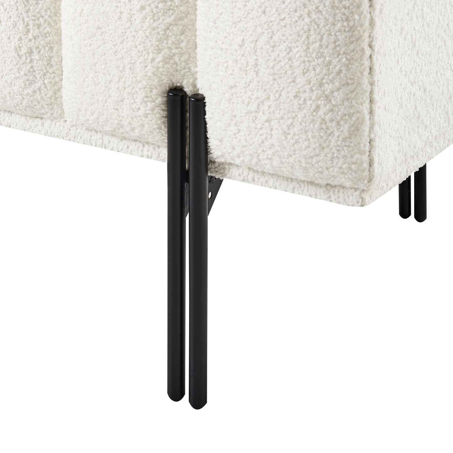 Fabric Bench Off White Upholstered With Sleek Metal Legs For Hallway Or Bedroom