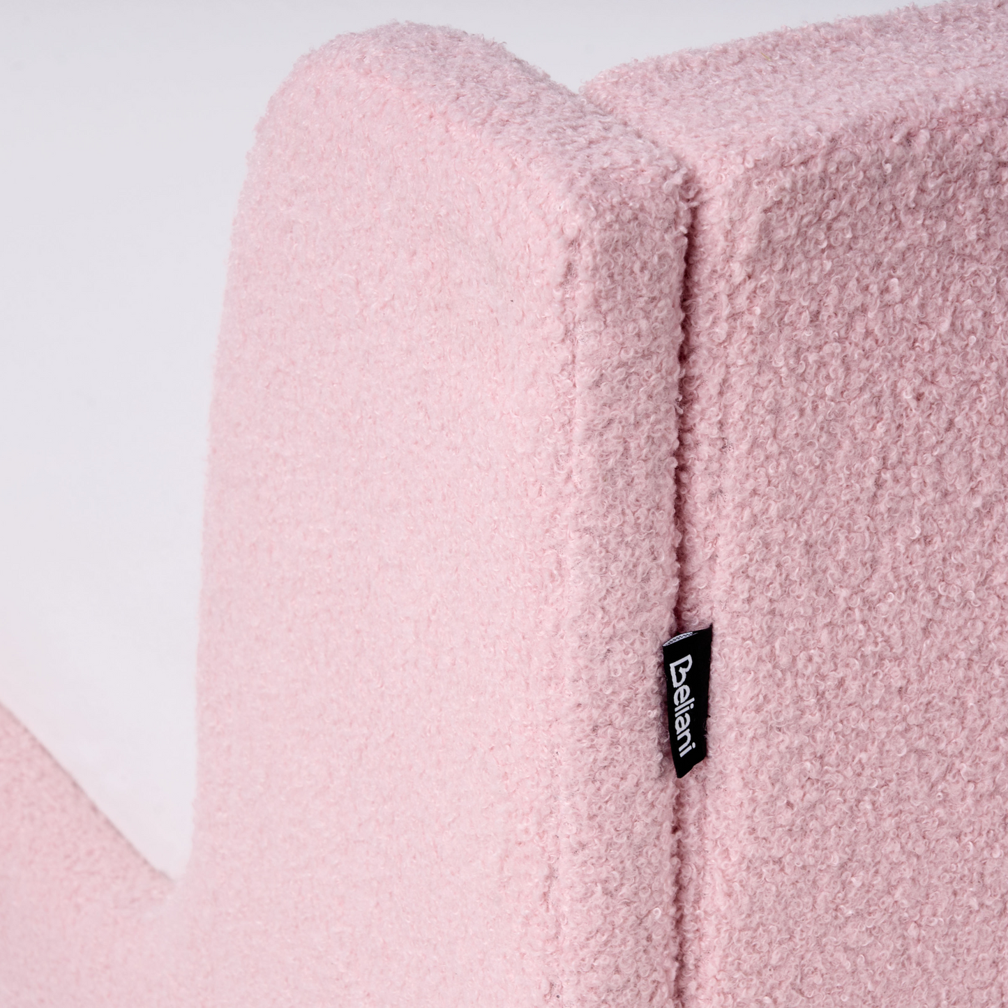 Pink Boucle Upholstered Bed Frame With Curved Headboard 3ft EU Single For Kids Room