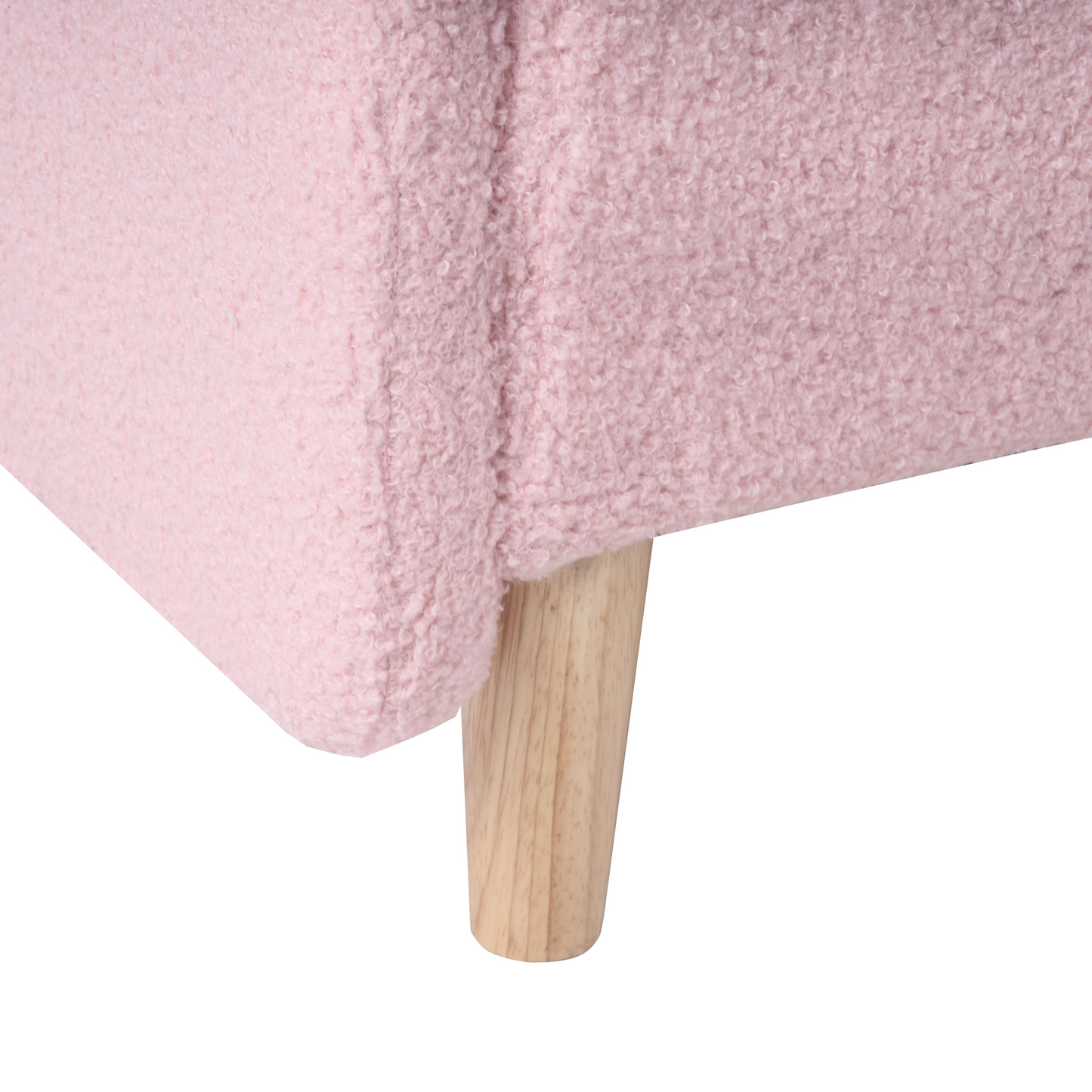 Pink Boucle Upholstered Bed Frame With Curved Headboard 3ft EU Single For Kids Room