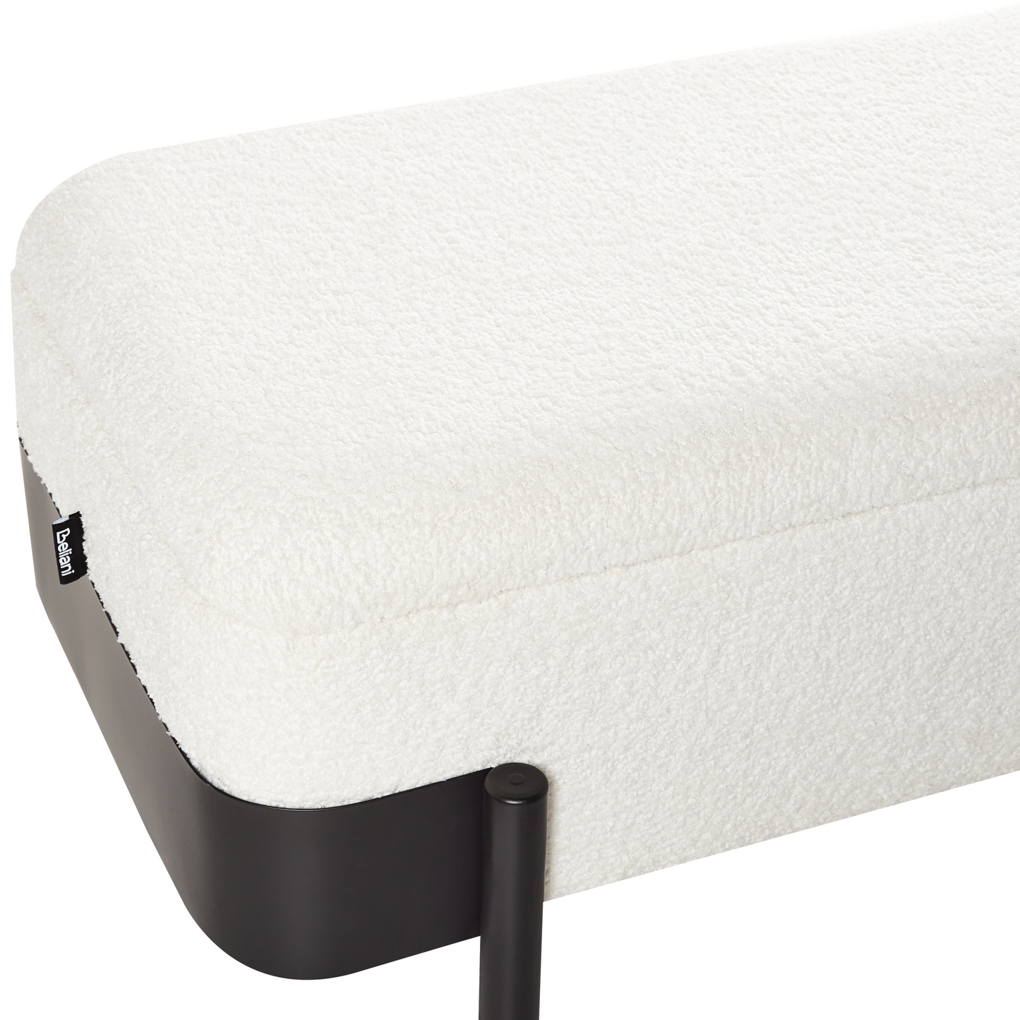 Storage Bench Off White Upholstery Black Legs Under Lid