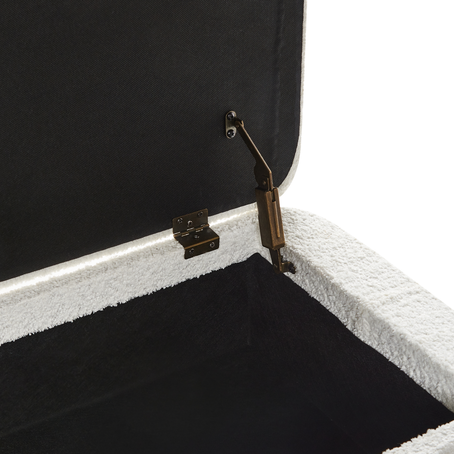 Storage Bench Off White Upholstery Black Legs Under Lid