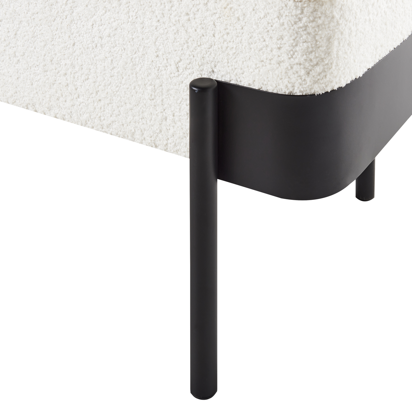 Storage Bench Off White Upholstery Black Legs Under Lid