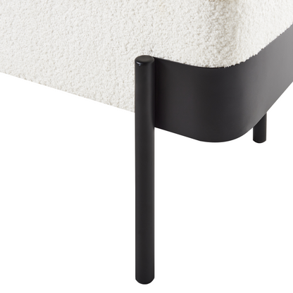 Storage Bench Off White Upholstery Black Legs Under Lid