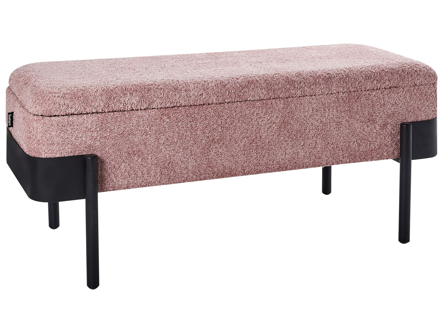 Cottage Design Pink Upholstered Storage Bench Lift-Top Black Legs
