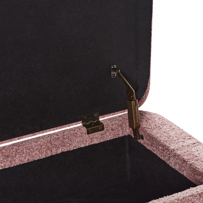 Cottage Design Pink Upholstered Storage Bench Lift-Top Black Legs