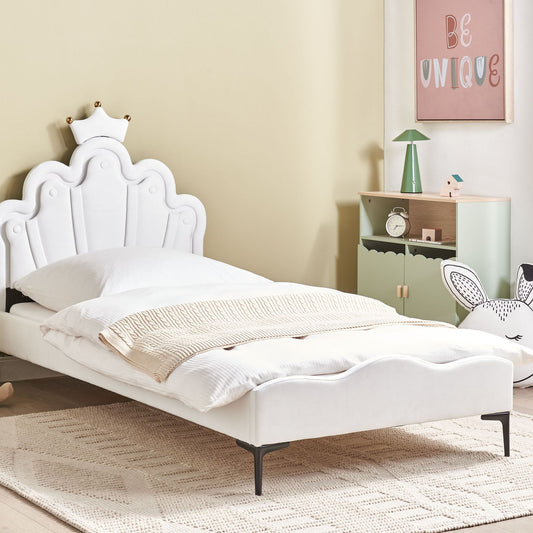 White Bed With LED Light Headboard, 3ft EU Single