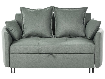 2 Seater Sofa Bed Green Sleeping Function With Profiled Arms