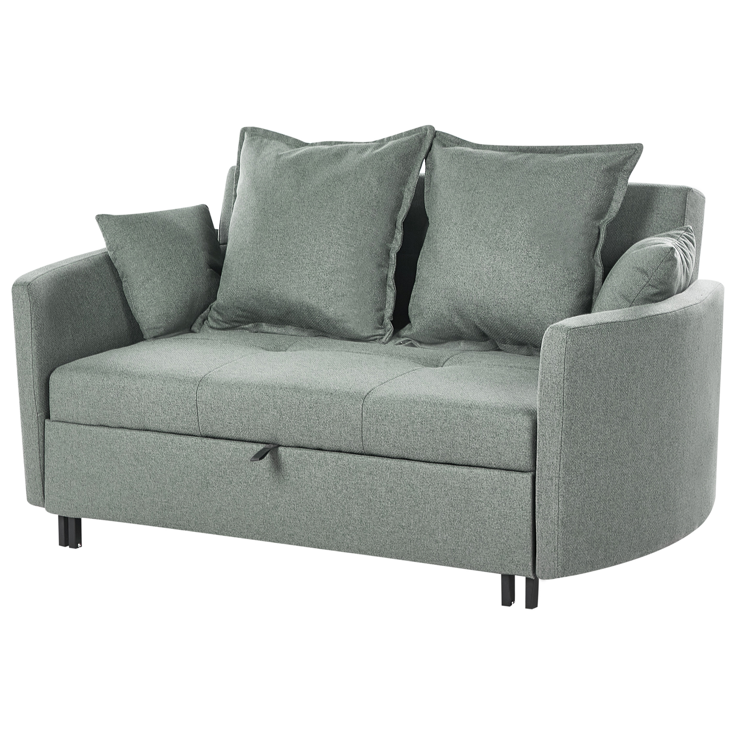 2 Seater Sofa Bed Green Sleeping Function With Profiled Arms
