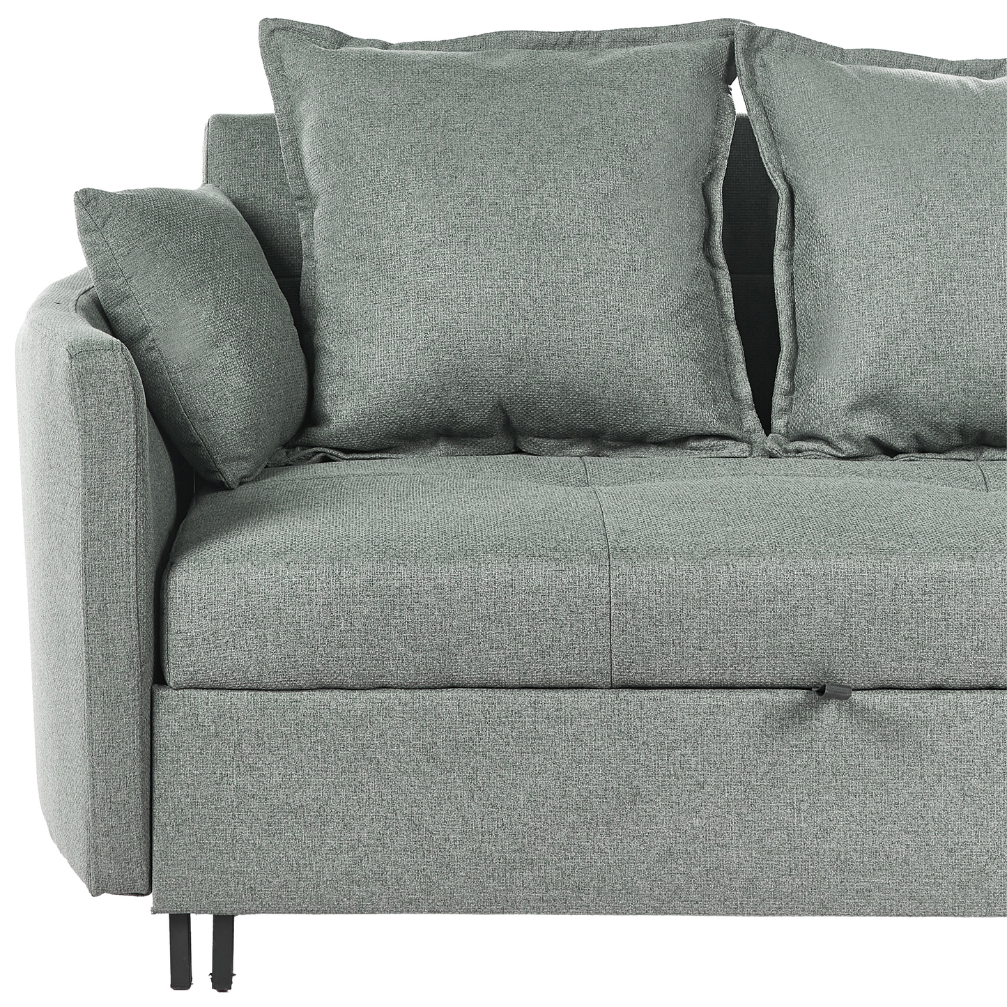 2 Seater Sofa Bed Green Sleeping Function With Profiled Arms