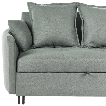 2 Seater Sofa Bed Green Sleeping Function With Profiled Arms