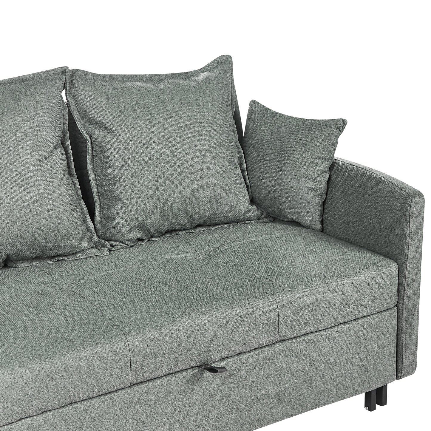 2 Seater Sofa Bed Green Sleeping Function With Profiled Arms