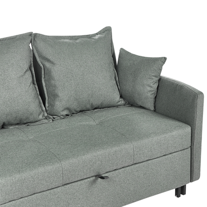 2 Seater Sofa Bed Green Sleeping Function With Profiled Arms