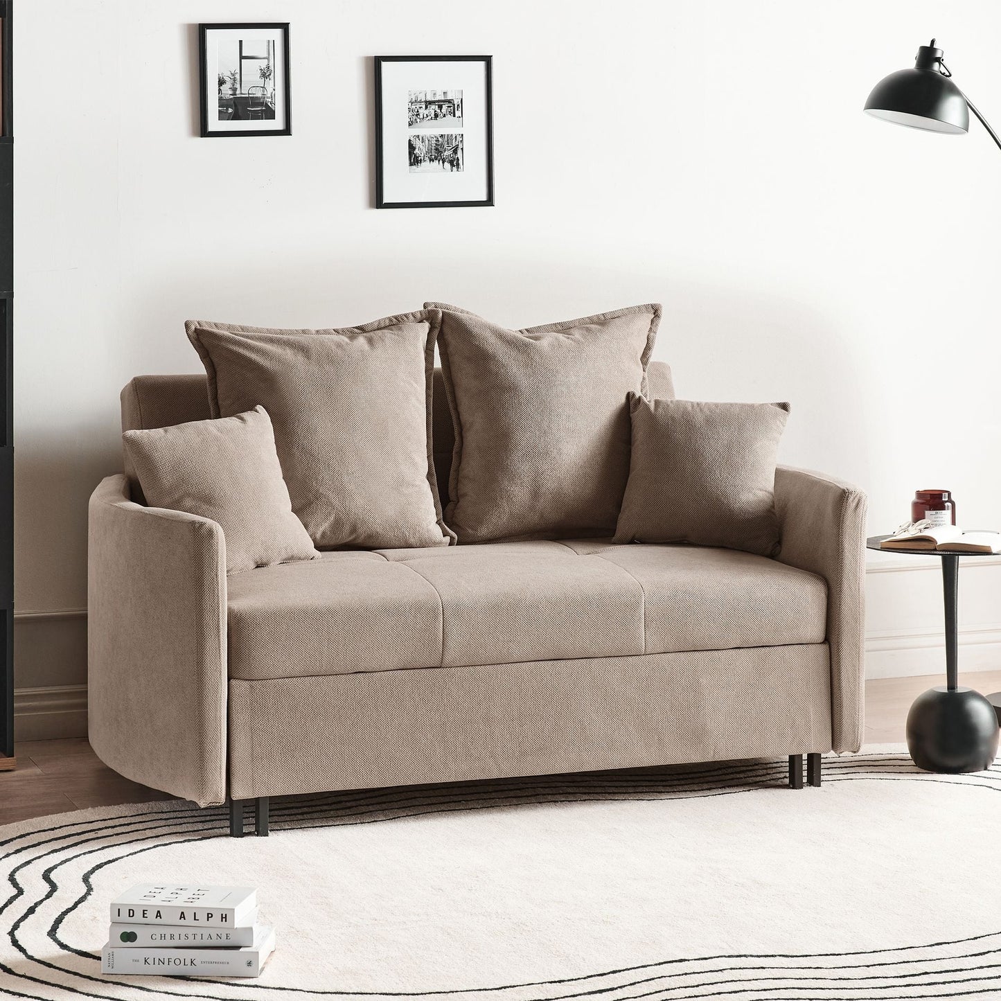 2 Seater Sofa Bed Taupe Sleeping Function