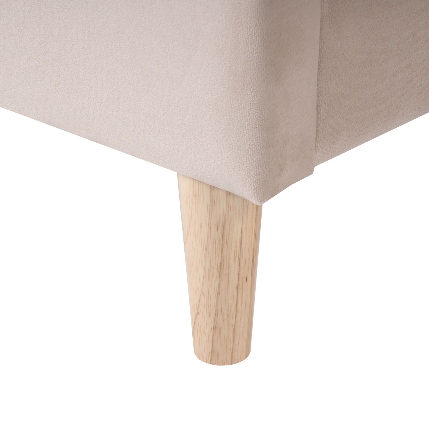 Beige Velvet Upholstered Bed with Tufted Headboard 3ft