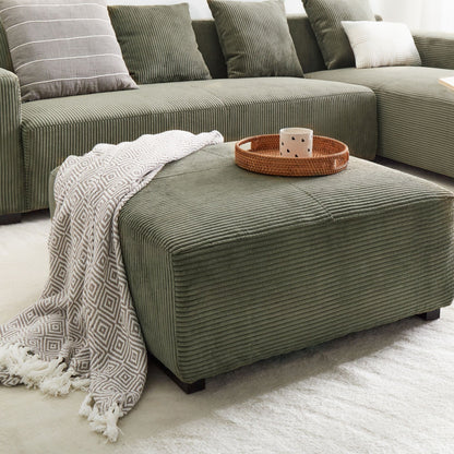 Green Jumbo Corduroy Ottoman 80 x 80 x 35cm Living Room