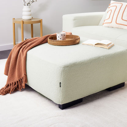 Ottoman White Boucle 80 x 80cm Square Modern Living Room