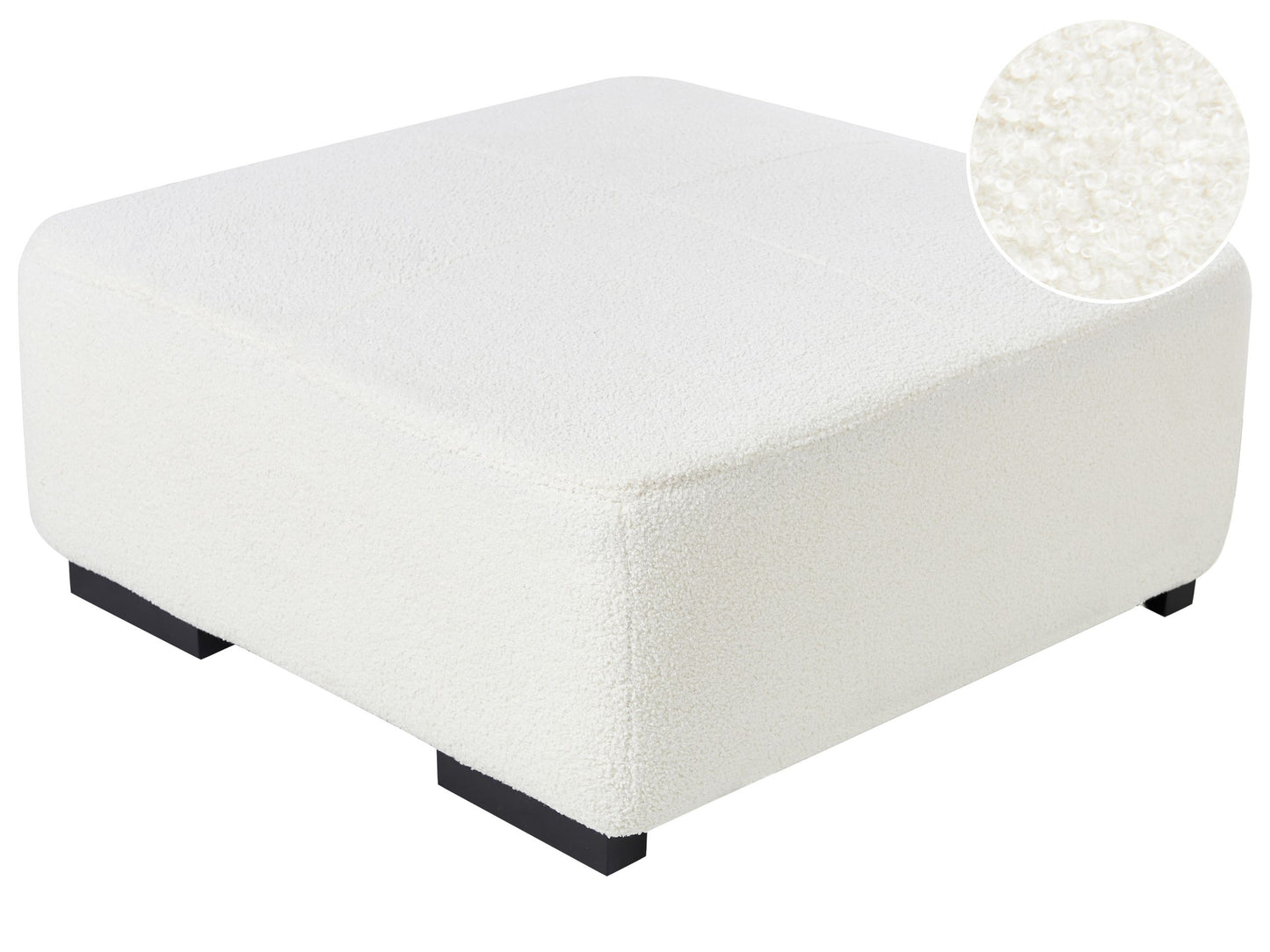 Ottoman White Boucle 80 x 80cm Square Modern Living Room