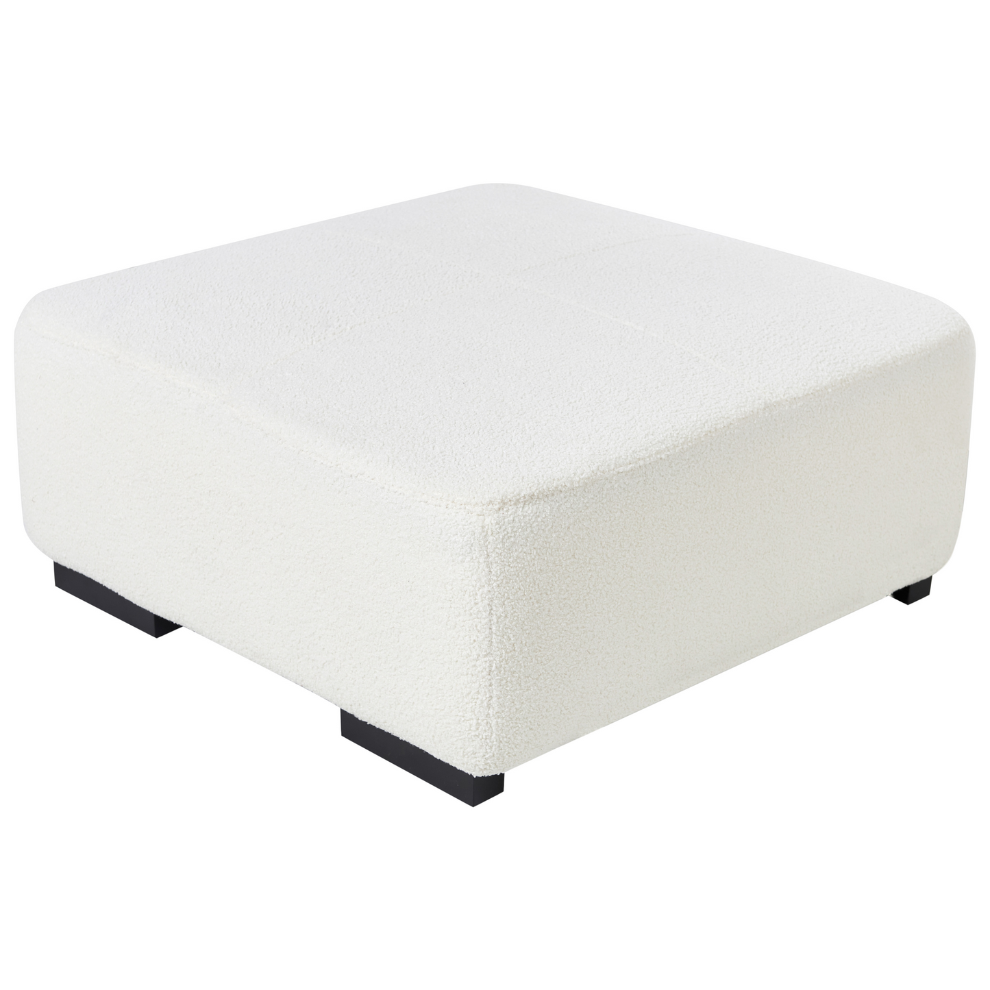 Ottoman White Boucle 80 x 80cm Square Modern Living Room