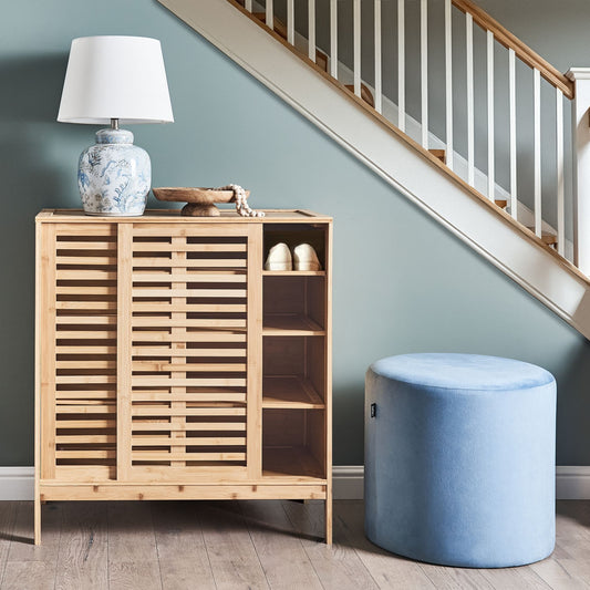 Sideboard Shoe Cabinet Light Brown Slatted Doors