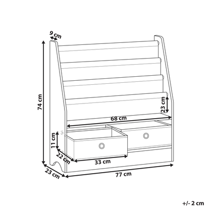 3 Tier Bookshelf White With Two Fabric Storage Boxes