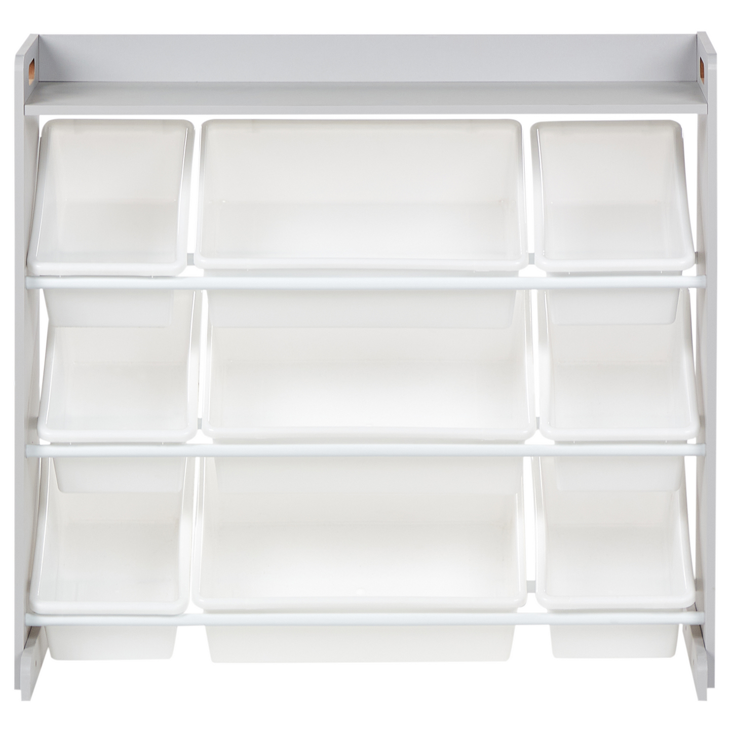 KidzNest Nine Box Storage Shelf With Drawers Grey White MDF Plastic