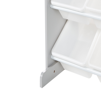 KidzNest Nine Box Storage Shelf With Drawers Grey White MDF Plastic