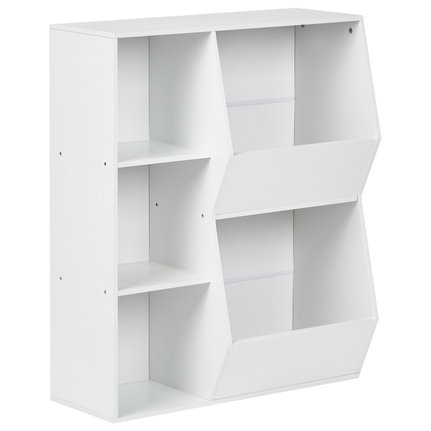 3 Tier White Bookshelf With Nonwoven Fabric Boxes Kids