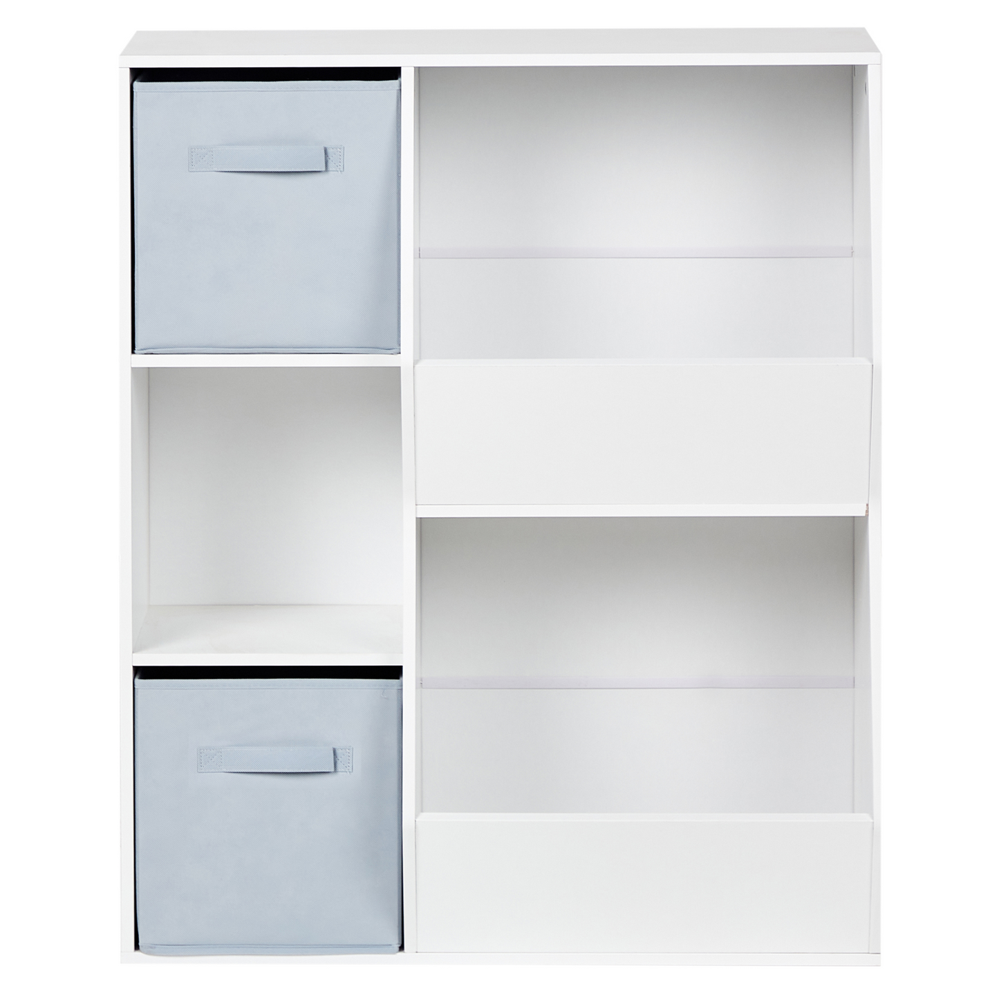 3 Tier White Bookshelf With Nonwoven Fabric Boxes Kids