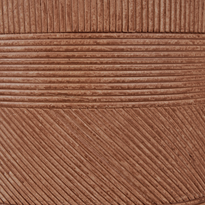 Golden Brown Fibre Clay Plant Pot 40cm Round Outdoor With Embossed Pattern