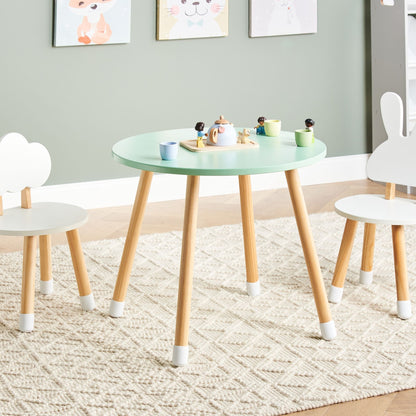 KidNest 2 Seater Kids Table Set White And Light Brown MDF Leg Caps