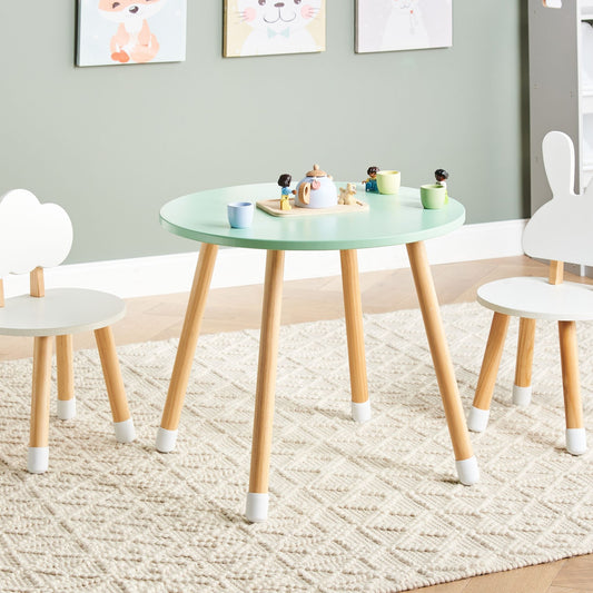 KidNest 2 Seater Kids Table Set White And Light Brown MDF Leg Caps