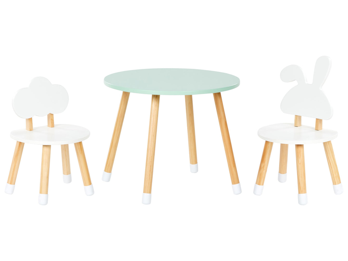 KidNest 2 Seater Kids Table Set White And Light Brown MDF Leg Caps