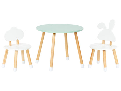 KidNest 2 Seater Kids Table Set White And Light Brown MDF Leg Caps