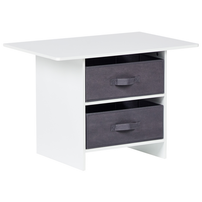BrightNest Kids 2 Seater Table Set With Chairs White and Grey MDF