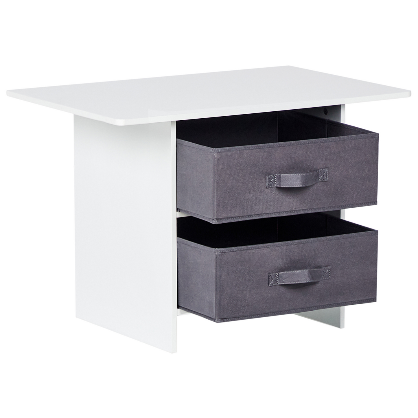 BrightNest Kids 2 Seater Table Set With Chairs White and Grey MDF