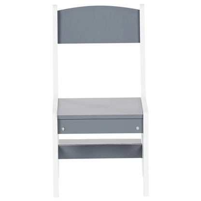 BrightNest Kids 2 Seater Table Set With Chairs White and Grey MDF
