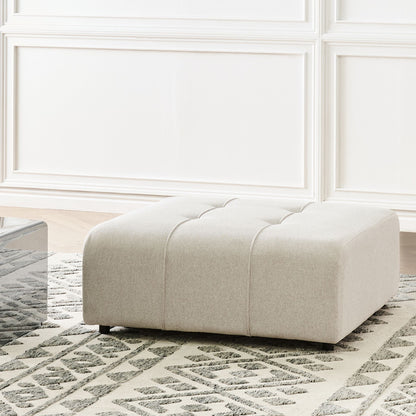 Element Ottoman Light Beige Polyester Upholstered Black Legs Modern