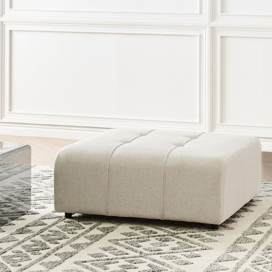 Element Ottoman Light Beige Polyester Upholstered Black Legs Modern