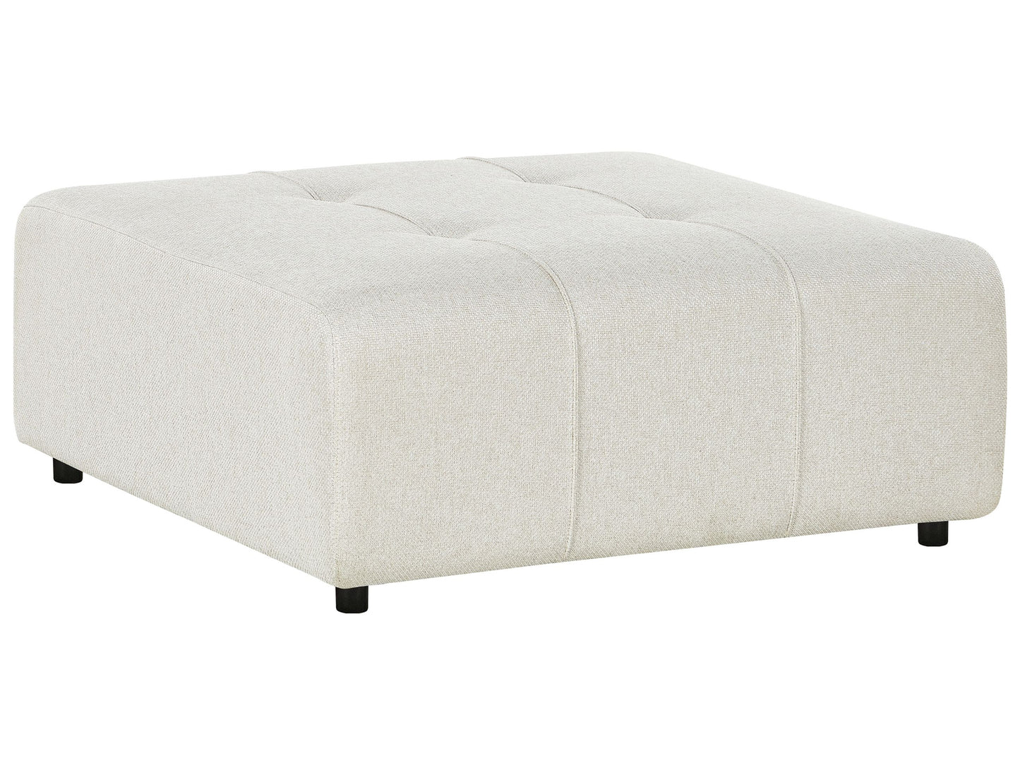 Element Ottoman Light Beige Polyester Upholstered Black Legs Modern