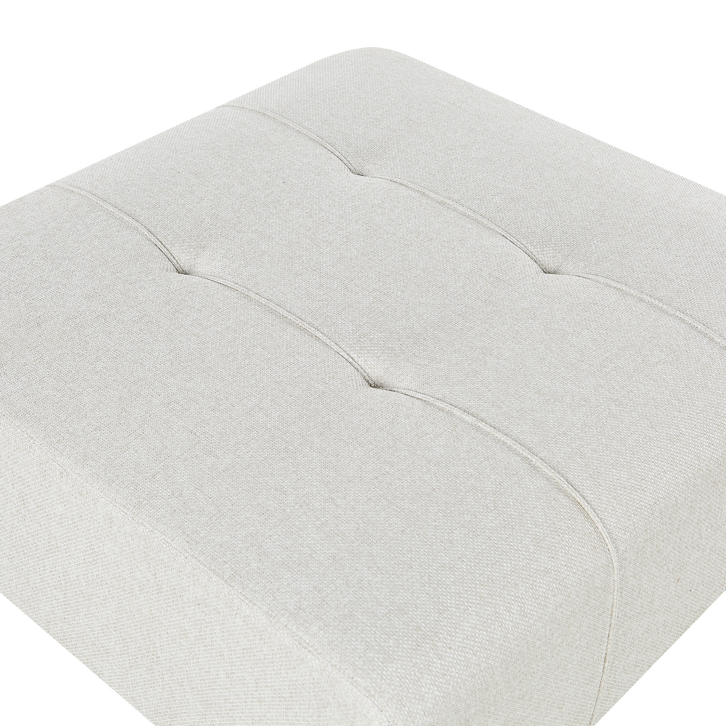 Element Ottoman Light Beige Polyester Upholstered Black Legs Modern