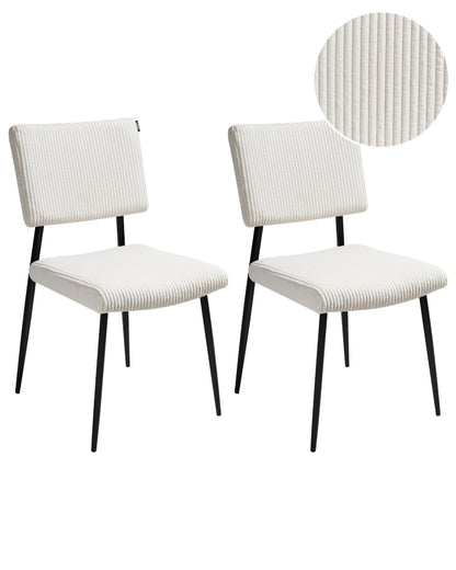 Heritage Home Set of 2 Off-White Corduroy Dining Chairs