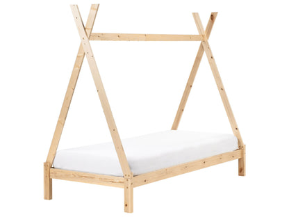Kids Teepee Bed Light Brown Pine EU Single Frame With Slats