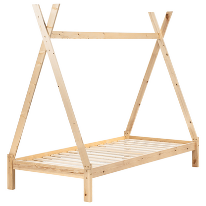 Kids Teepee Bed Light Brown Pine EU Single Frame With Slats