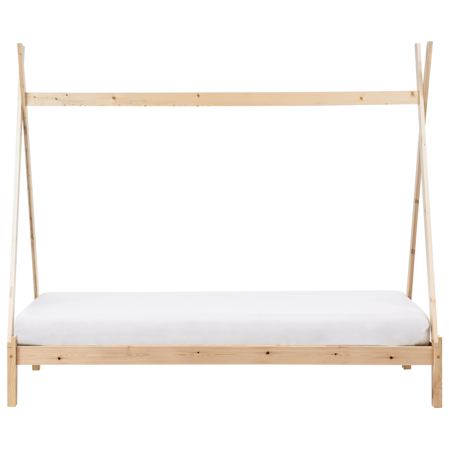 Kids Teepee Bed Light Brown Pine EU Single Frame With Slats
