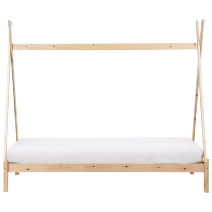 Kids Teepee Bed Light Brown Pine EU Single Frame With Slats