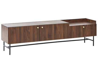Heritage Home Dark Brown TV Stand With Metal Legs 2 Doors And Drawer