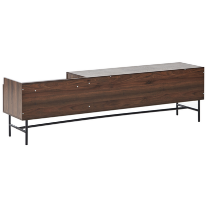 Heritage Home Dark Brown TV Stand With Metal Legs 2 Doors And Drawer