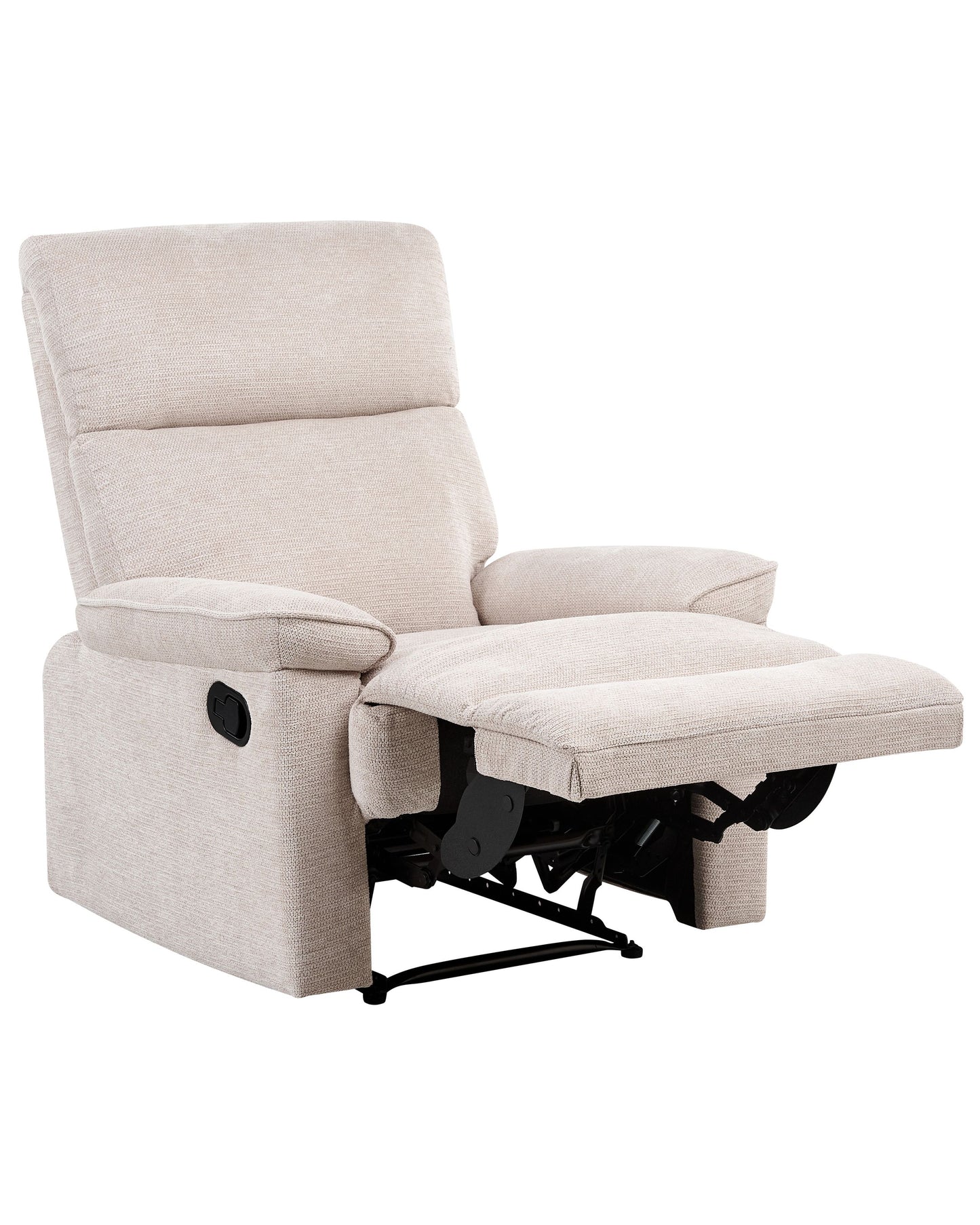 Fabric Armchair With Footrest Beige Polyester Modern